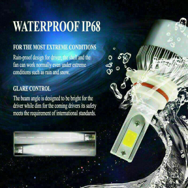 1 Par 9005 H10 HB3 COB LED Forlygte Sæt Pærer 1800W 270000LM 60