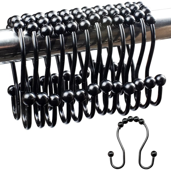 Dusjforhengringer, Rustfrie Metall Dobbel Glide Dusjforheng