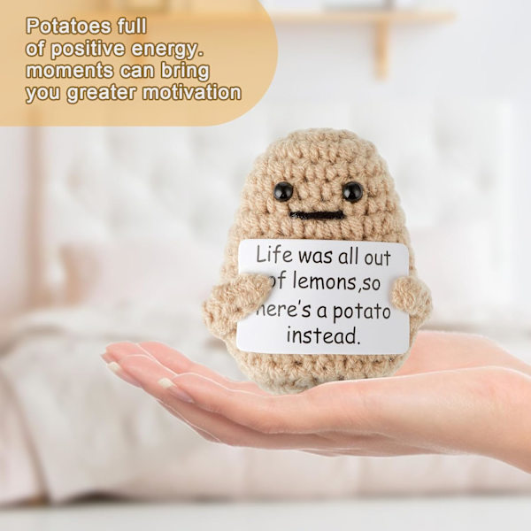 2 st 3 tum Positiv Potatisvirkning Söt Ull Rolig Stickad Positiv Potatisdocka Pigga upp Gåvor för Nyårsgåva Födelsedag