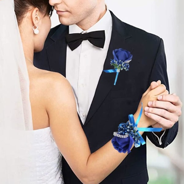 Rosor Handleds Corsage Brudgum Brudnäbb Set för Bröllop