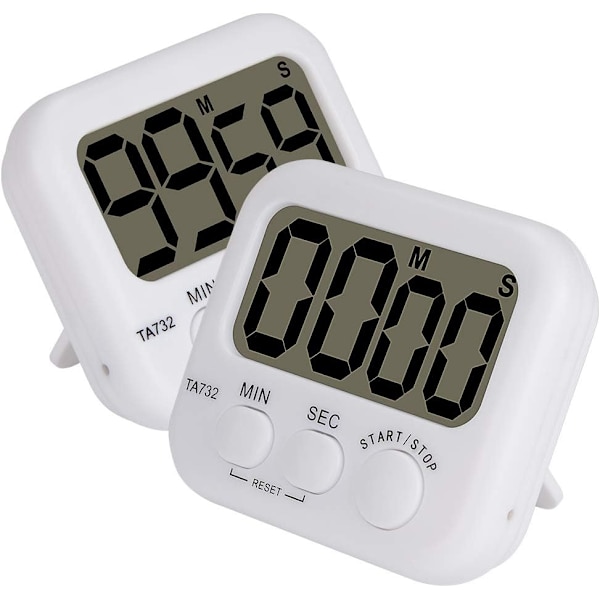 Digital Timer, 2-pakks Basic Høy Lydstyrke Alarm Nedtelling Dig