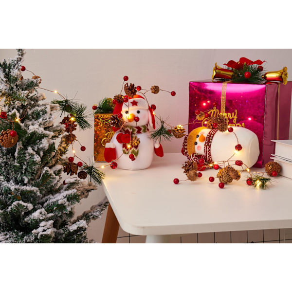 Røde Frugt Julelys med Klokke, Dekorative LED Julelys