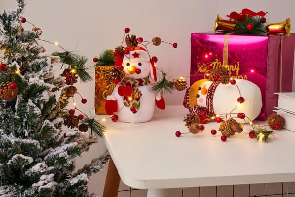 Røde frukt julelys med bjelle, dekorative LED-julelys