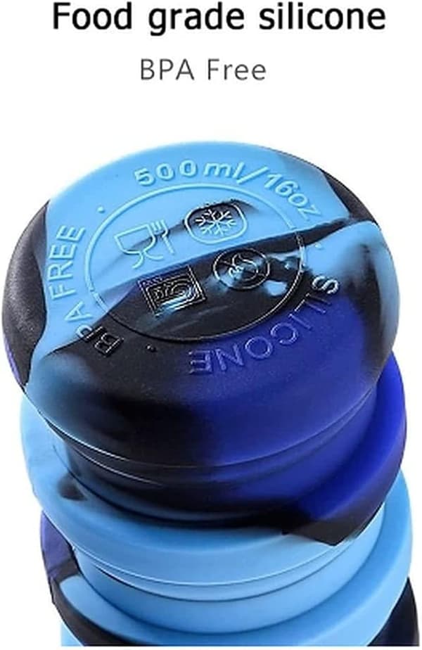 Silikon sammenklappelige vandflasker, 16oz 500ml Bærbar sammenklappelig