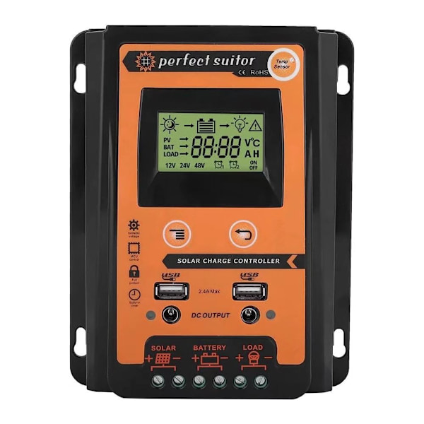 Solcelleladningsregulator Solcellepanel Batteriregulator Dobbel USB LC