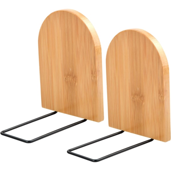 2 Pieces Wooden Book Ends(13×9.5cm), Non-Slip Book Press, Book Bl