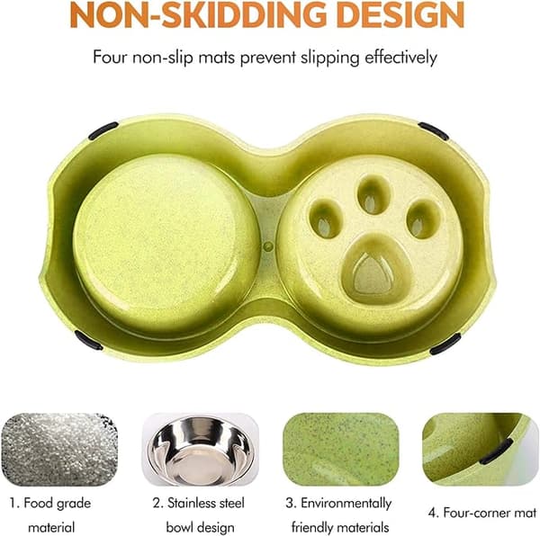 Anti Glutton Hundebolle, Katte- og Hundebolle, Dobbelt Rustfrit Stål DXGHC