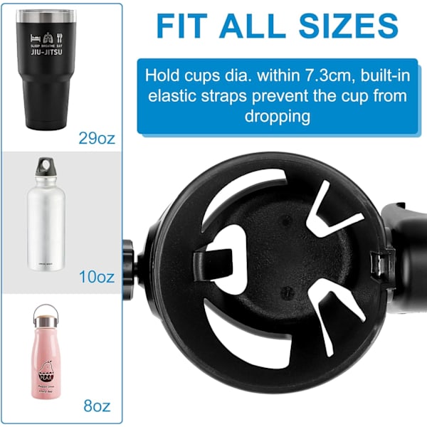 Universal koppholder med telefonholder/feste, 2-i-1 barnevogn