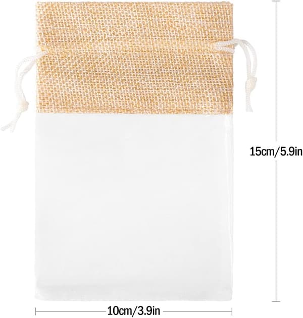 30 Hessiansäckar i Organza Presentpåsar Lavendel Drageer Bröllopsgodis