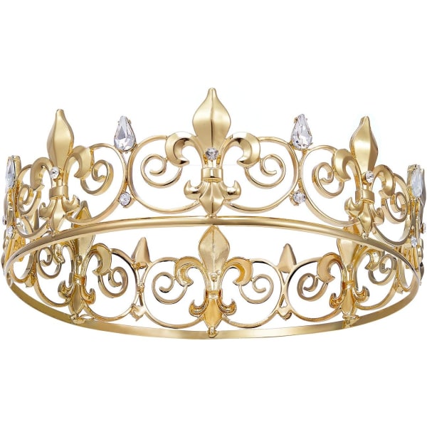 Royal King Crown for Men - Metal Prince Crowns and Tiaras, Full R