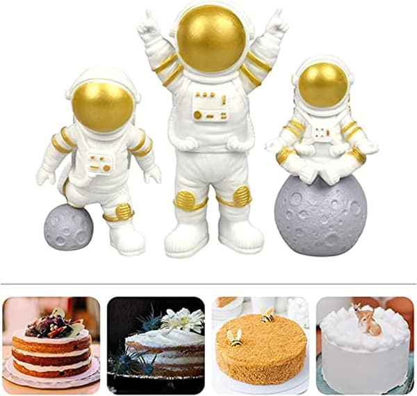 3-delad Astronaut Actionfigur Skulptur, Modern Astronaut Staty