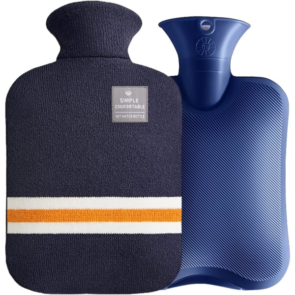 Hot Water Bag Hot Water Bottle 2 Liter （Deep Blue） Heat Up and Re