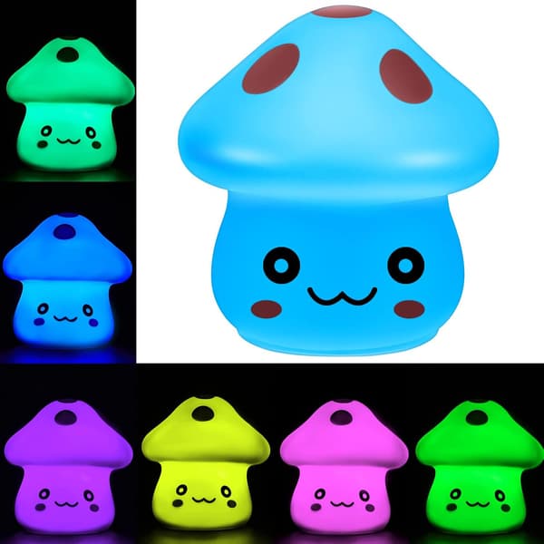 Søt sopp LED nattlys fargeskiftende sopplys lu