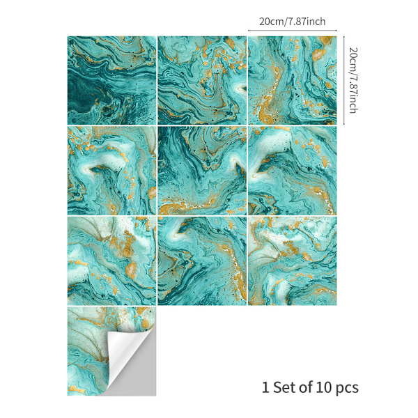 10 kpl 20*20cm/7.87*7.87\" Ambilight American Tile Sticker Peacock