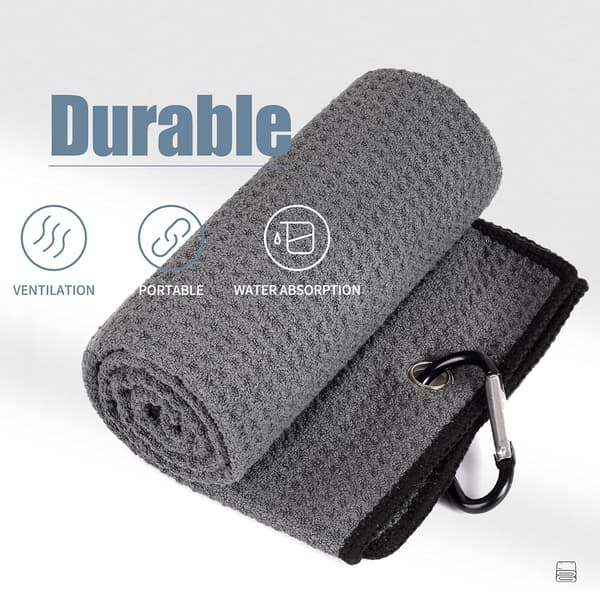 Tri-Fold Golf Håndkle - Premium Mikrofiberstoff - Preget Mønster