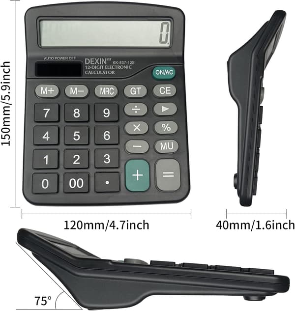 Studentkalkylator, 12-siffrig LCD Stor Skärm Sol Drivs Dator Kalkylator