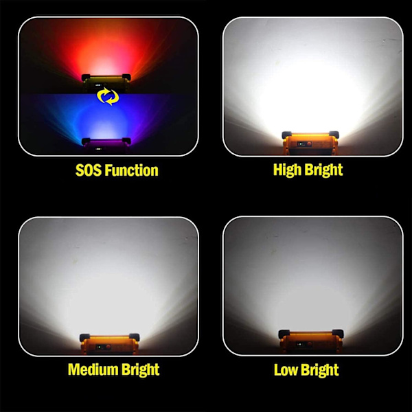 80W Oppladbart LED-flomlys 4 Moduser Super Sterk Arbeidslys P