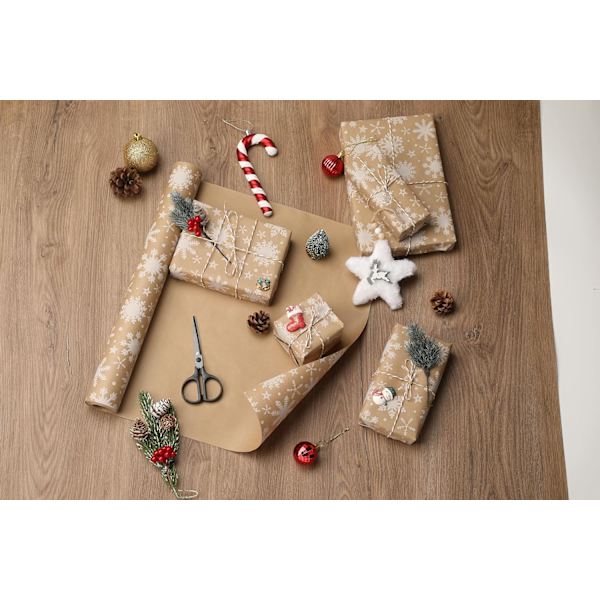 Julklappspapper 44cm x 10m Återvunnet Kraftpapper Rulle DXGHC