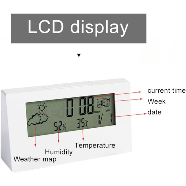 LED Termometer Thermo-Hygrometer Multifunktionel Elektronisk Temper
