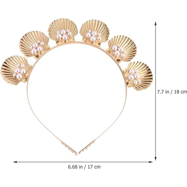 Skall Perle Pandebånd Guld Havskals Krone Gudinde Perle Tiara  DXGHC