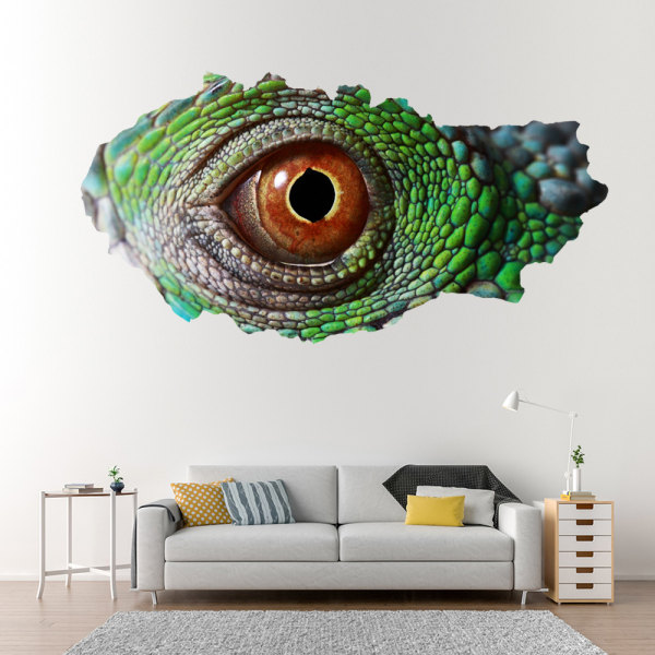 3D Broken Wall Vision Dinosaur Lizard Eyes Väggdekor Living