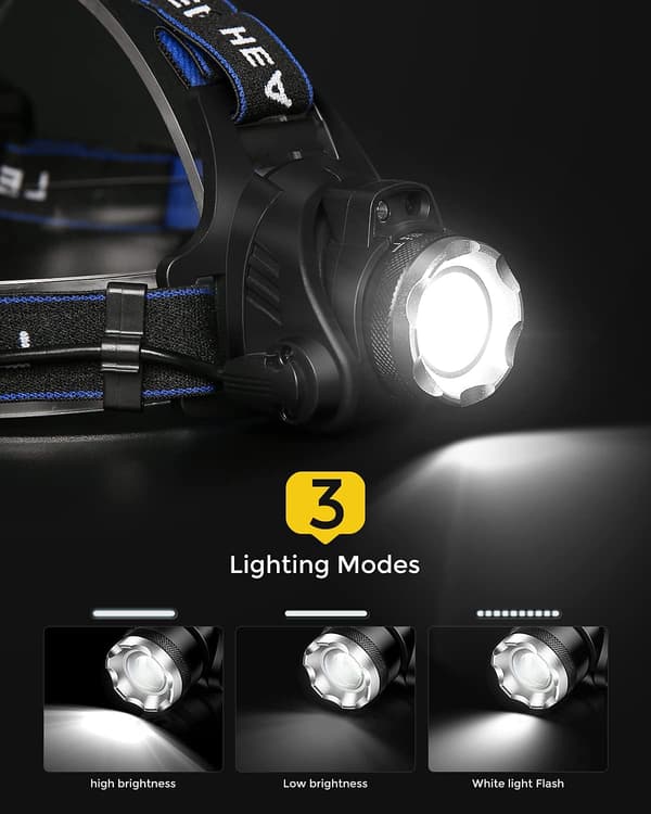 Hodelykt Lommelykt, USB Ladbar Led Hodelykt, IPX4 Vanntett