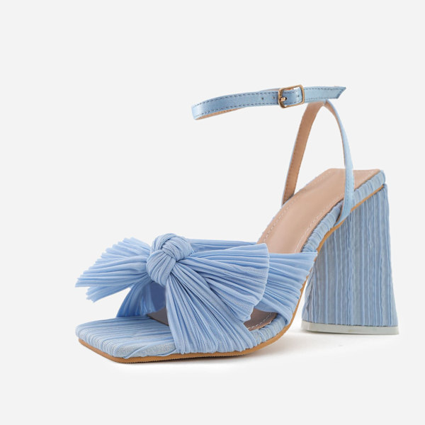 1 Par Nya Sandaler Högklackad Chunky Häl Slips Silke Vintage Fairy S
