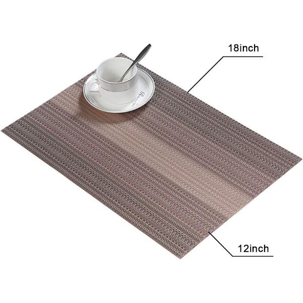 Sett med 8 spisebordsplassmatter, vaskbar vinyl vevd isolerende DXGHC