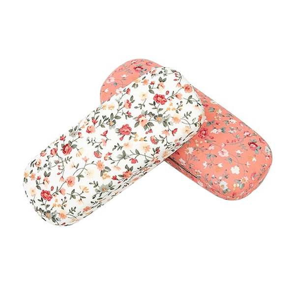 2-pack Hårt Bärbara Glasögonfodral Blommönster Tyg Glasögon C