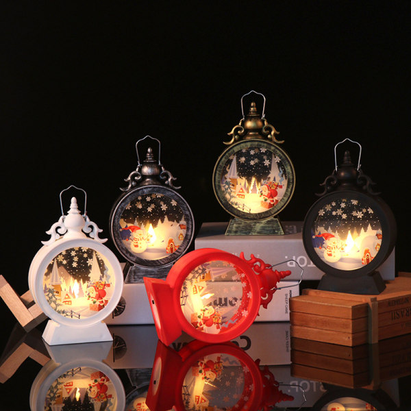 Julepynt LED retro lanterne i fem farger