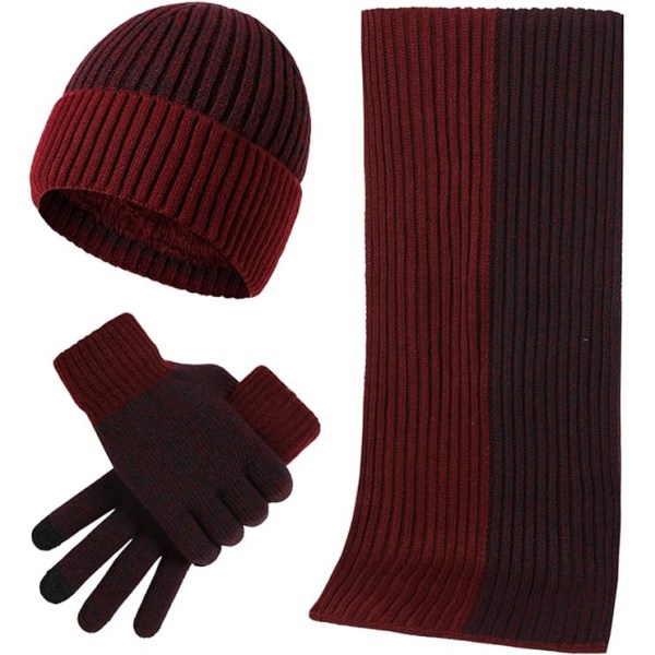 Mössa, halsduk, handskar, set i tre delar, förtjockad, varm och snygg DXGHC