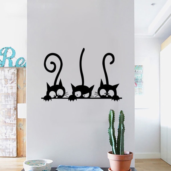 3 katter vardagsrum sovrum barnrum väggdekaler självhäftande