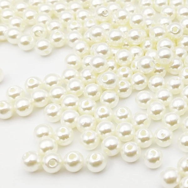 Hvide Perler, 1500 Styk, Dekorative Perler 6mm, Perler til DIY DXGHC