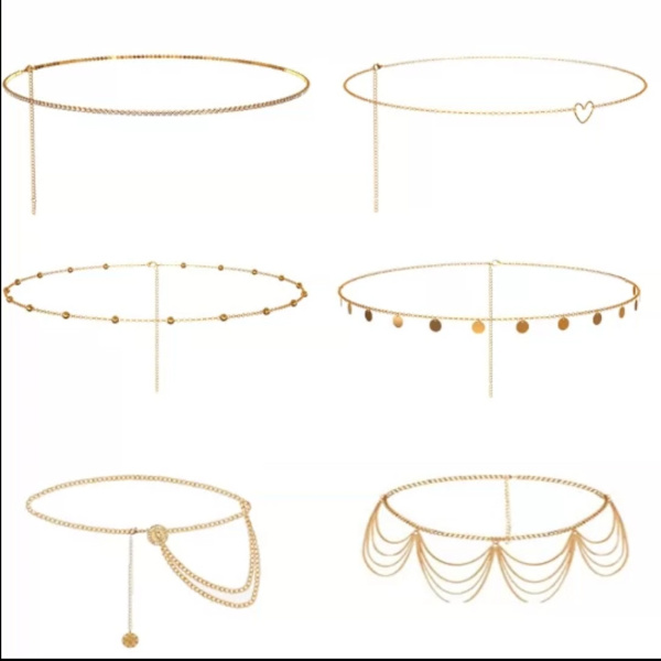 Sexy frynser-midjekjeder for kvinner og jenter, 14K gullbelagt draperingsstropp
