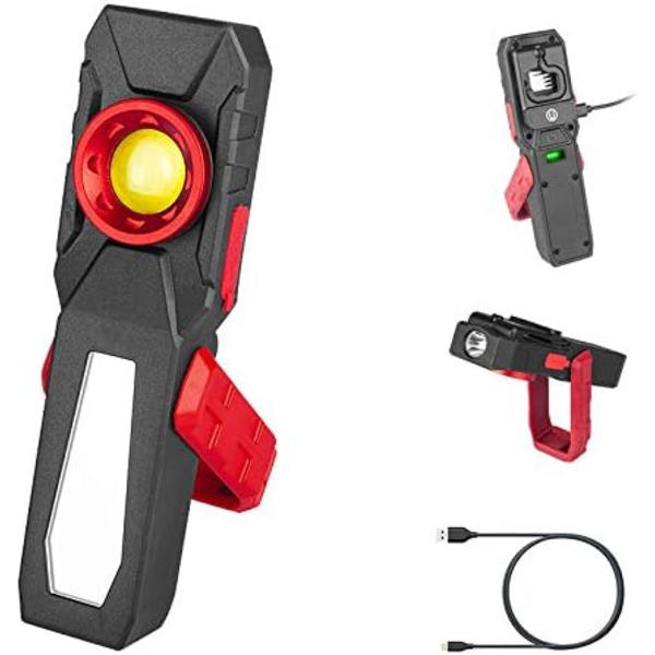 Laderbar COB LED arbeidslys hodelykt 3W, sidelys 10W COB