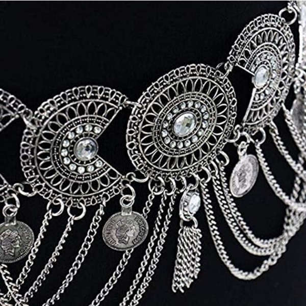 Vintage Talje Kæde Huludskæring Rhinestone Krystal Krops Kæde