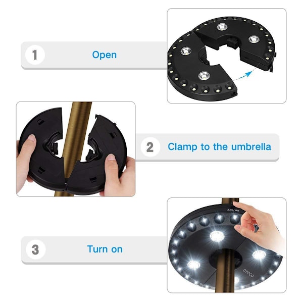 1 Stykke Patio Parasoll Lys 3 Lysstyrke Moduser Ledningsfri 28 LED