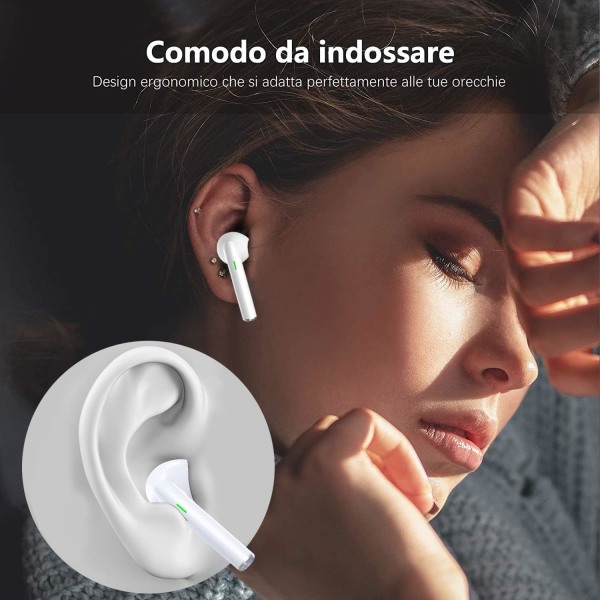 Trådlösa sport Bluetooth hörlurar, vita, Bluetooth 5.3 Hi-Fi H
