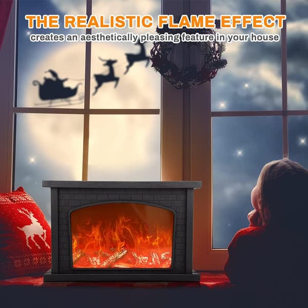 Peislampe med LED-flammeeffekt, rektangulær peislampe, USA