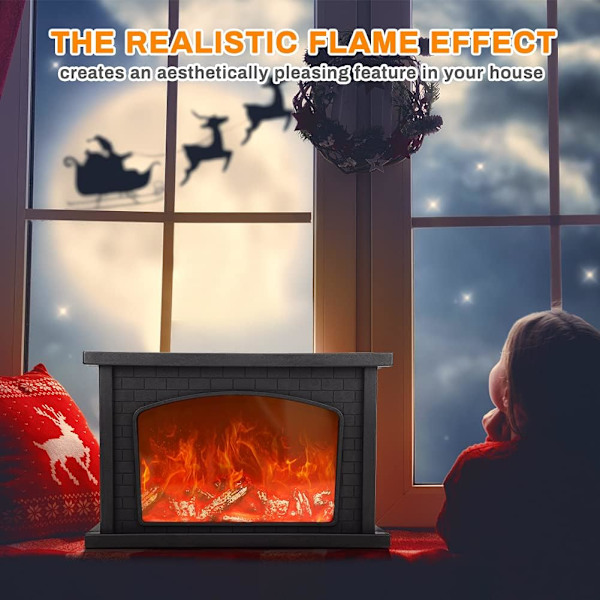 Pejslampe med LED-flammeeffekt, rektangulær pejslampe, USA