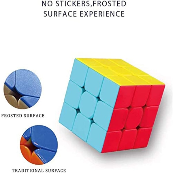 Speed ​​Cube 3x3- Stickerless Magic Cube 3x3x3 pusselleksaker (56 mm),