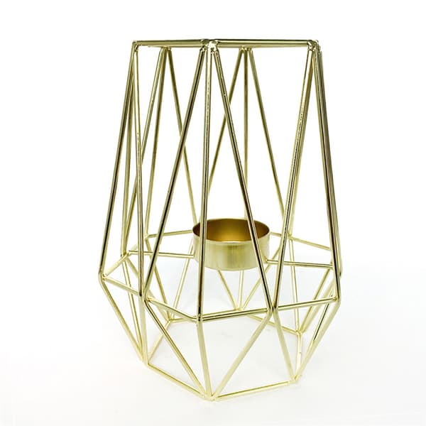 Set med 2 Geometriska TeLjuslyktor i Metall, Hexagonformade