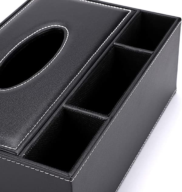 Rektangulær PU-lær vevdispenser med fjernkontroll 3 rom
