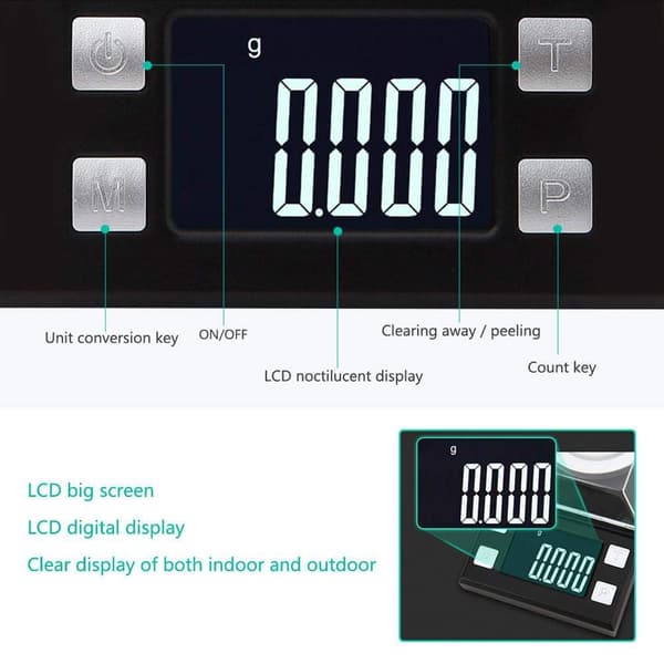 (20g/0.001g) Digital Elektronisk Vågskala 0.001G Hög Precision Bärbar