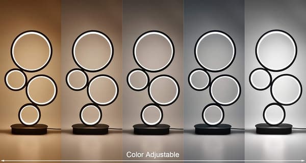4-Cirkel Dæmpbar LED Bordlampe, Moderne Rund Lampe, Unikt Design