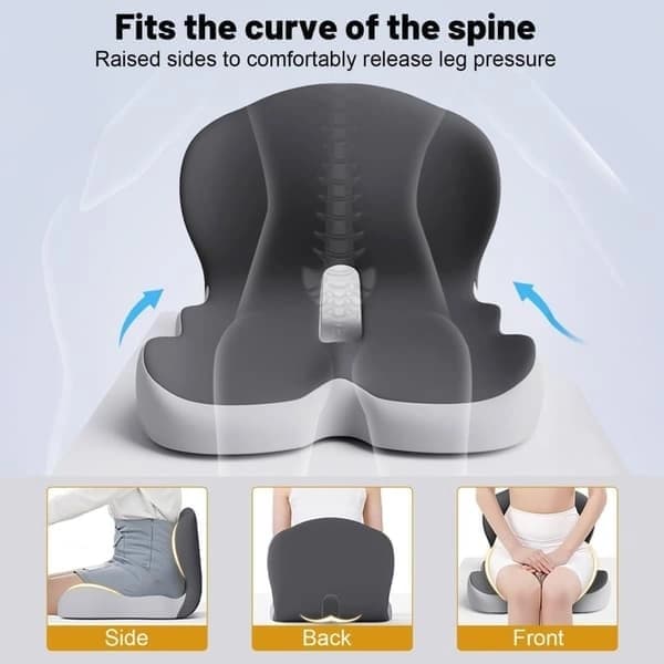 Ergonomisk memory foam sædehynde - L-formet sædehynde med lændestøtte og halebeskyttelse, egnet til bot