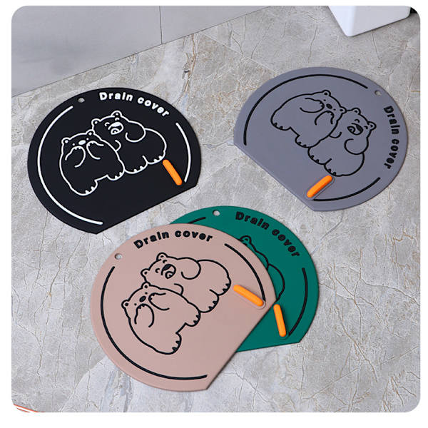（Grön 3-pack）Cartoon Design Silikon Golvbrunnstäckning Tätning