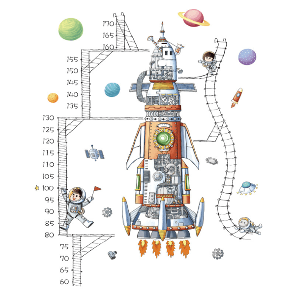 2 stykker rumskib astronaut højde måler lineal, tidlig