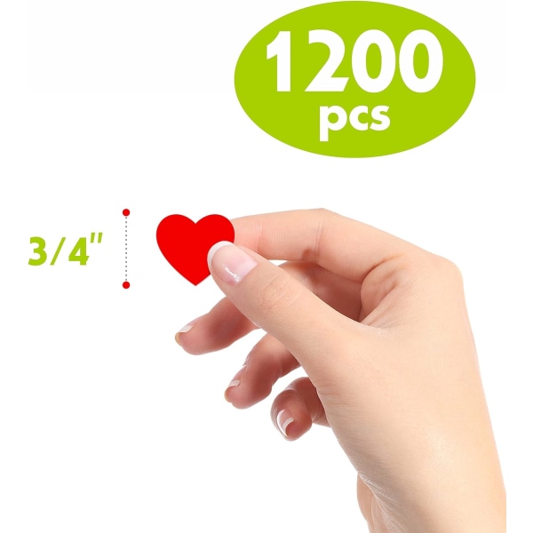 500 PCS Red Heart Shaped Sticker Labels with Perforation Line DXGHC