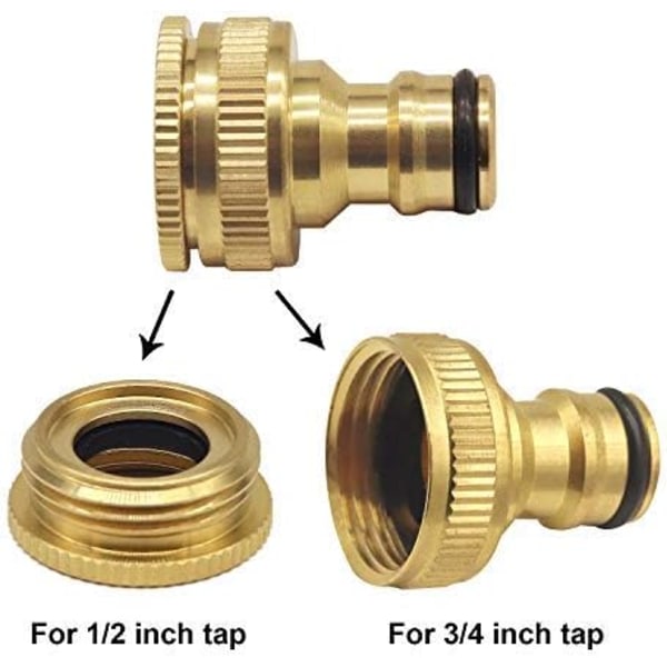 Universal Adapter til Badeværelseshane til Havevandsslanger, 1/2 tommer og 3/4 tommer